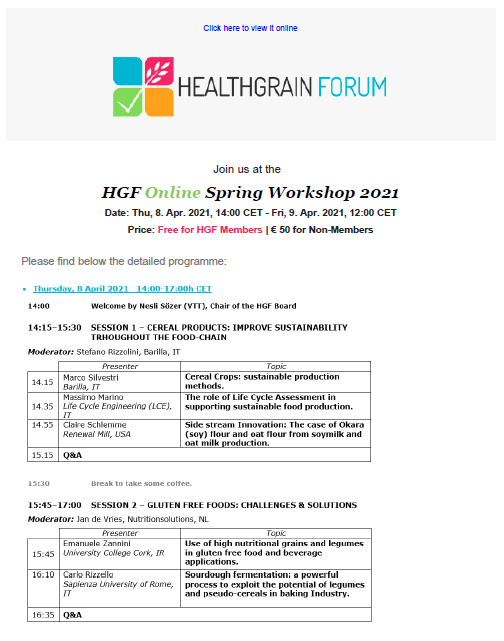 Newsletters – Healthgrain Forum